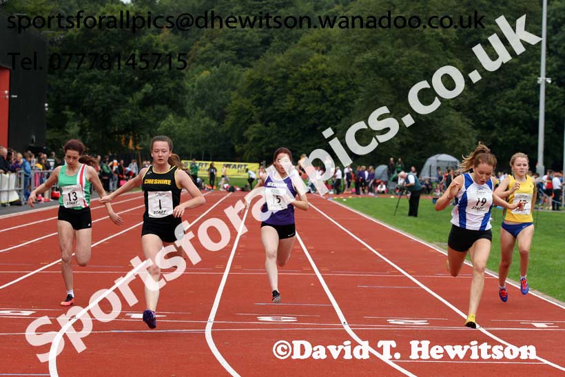 Womens and Girls 100 metres at the Northern Inter-Counties under-17s and 15s at Witton Park, Blackburn. Photo: David T. Hewitson/Sports for All Pics